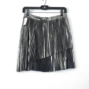 ARITZIA Wilfred Bethune Silver Metallic Pleated Skirt NWT